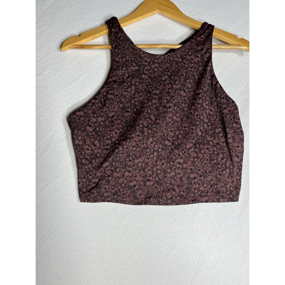 Athleta Conscious Crop Bikini Top Flora Camo Decadent Chocolate size Large